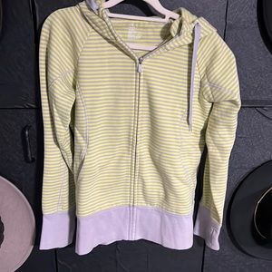 Green and gray striped gap fit hoodie